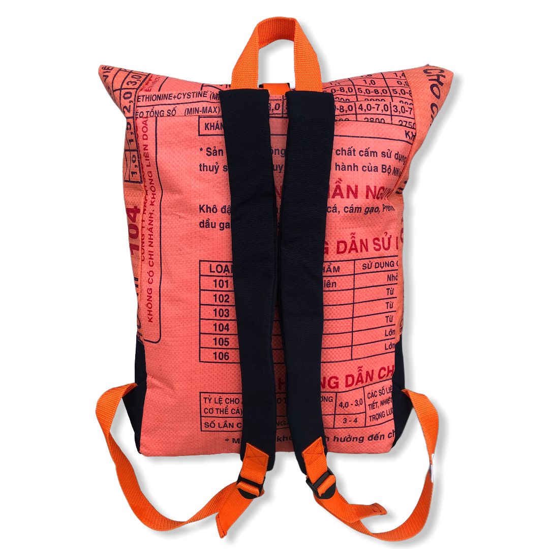 Beadbags Life Backpack Made from Recycled Rice Bag - Ri99 Orange4